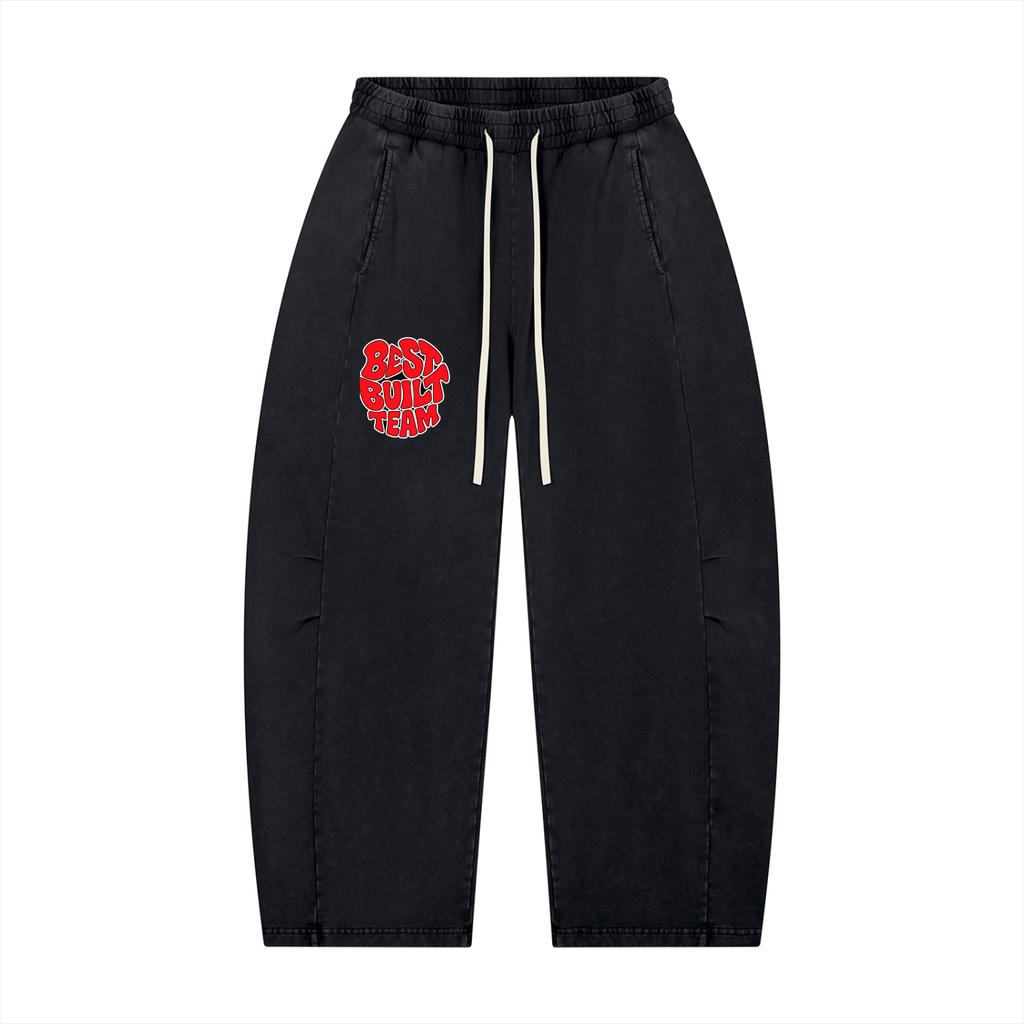Unisex Mineral Wash Barrel Leg Pants