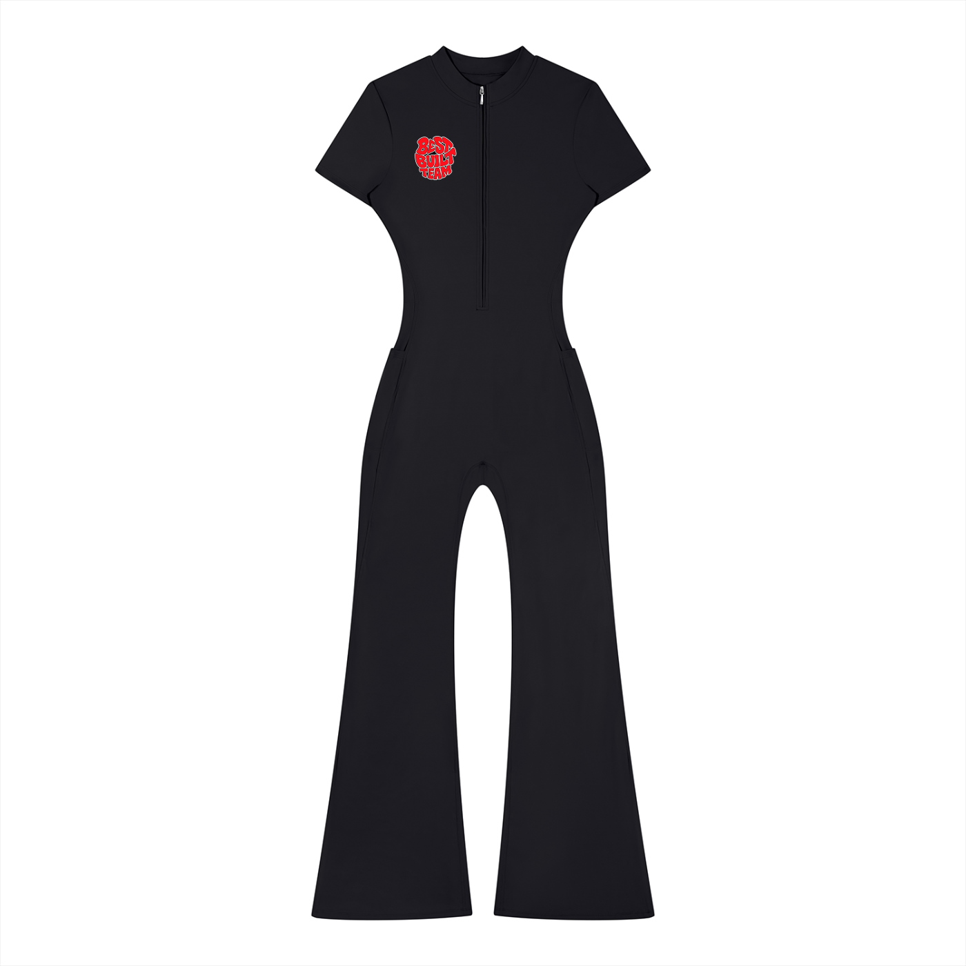 Women’s Tight Flared Leg Quarter-Zip Jumpsuit